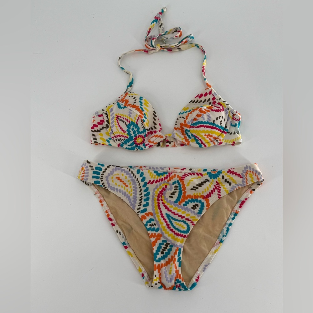 Victoria’s Secret Vintage Y2K Push Up Padded Colorful Paisley Bikini 34A